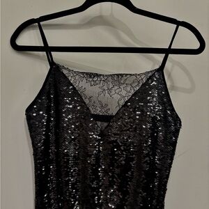 Cami NYC Sequin Lace Black Bodysuit
